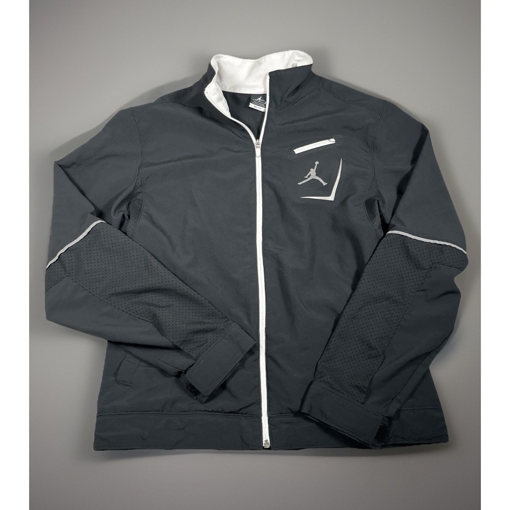 Nike Jordan Dri Fit Full Zip Track Jacket Women Size L Black Jumpman Basketball